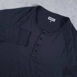 Barbell Apparel Shirt Mens Medium‎ Black Long Sleeve Henley Athletic Workout
